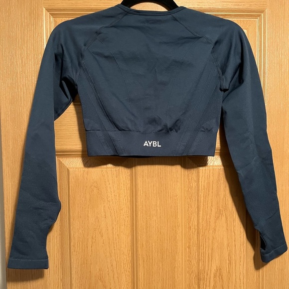 AYBL Staple Long Sleeve Crop Top in Navy - Picture 8 of 9